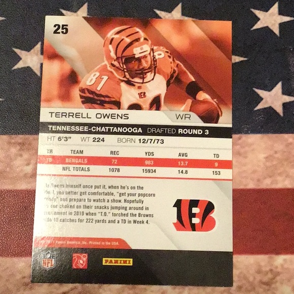 TERRELL OWENS BENGALS NFL CARD - Picture 4 of 4